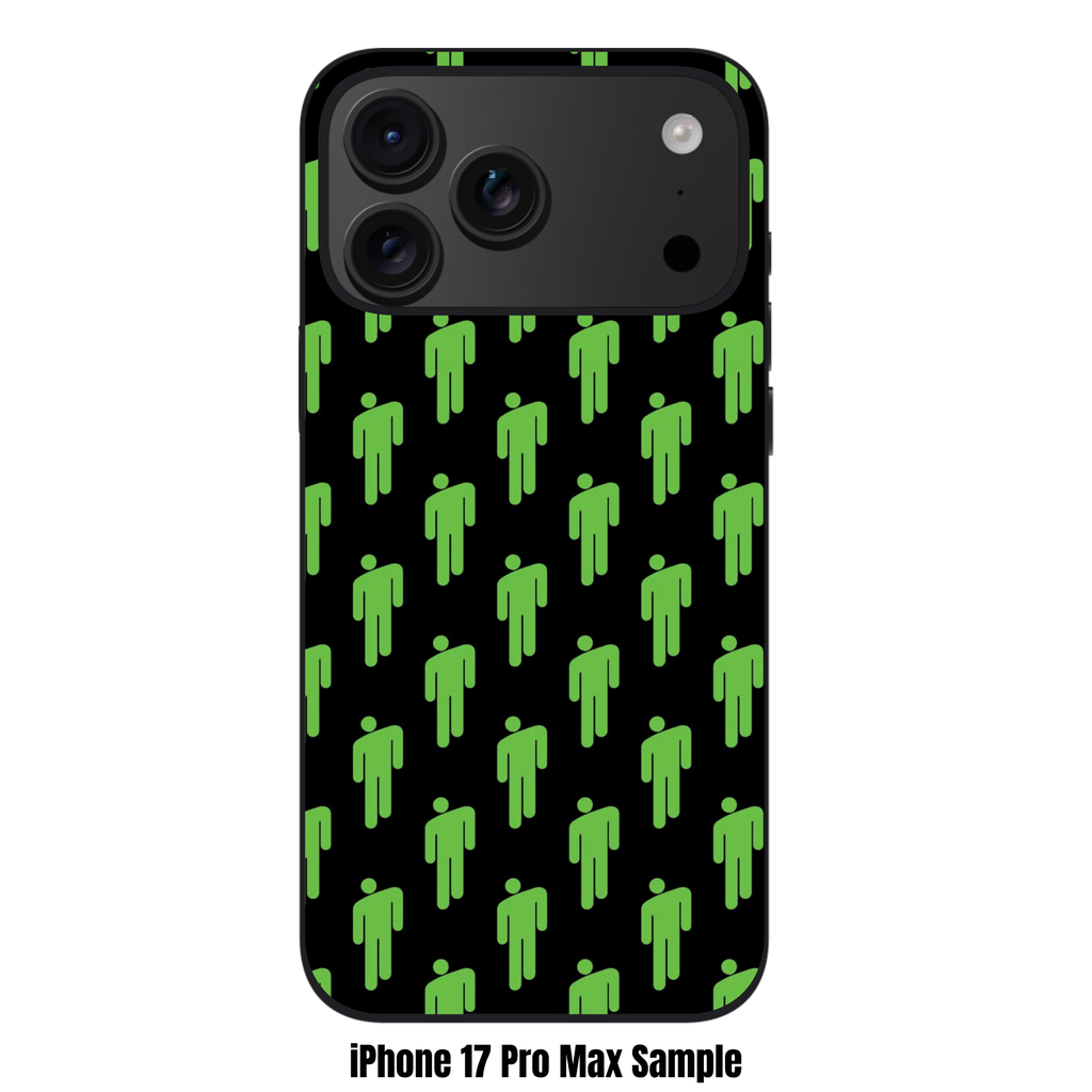 Billie Eilish Phone Case For iPhone Samsung Galaxy Pixel - Billie Eilish Repeating Lime Green Blohsh Logo Pattern On Black Background