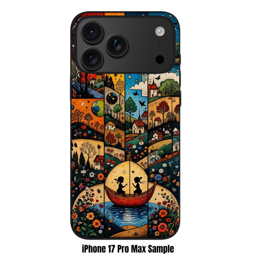 Art Print Phone Case For iPhone Samsung Galaxy Pixel - Whimsical Folk Art Landscape Pattern