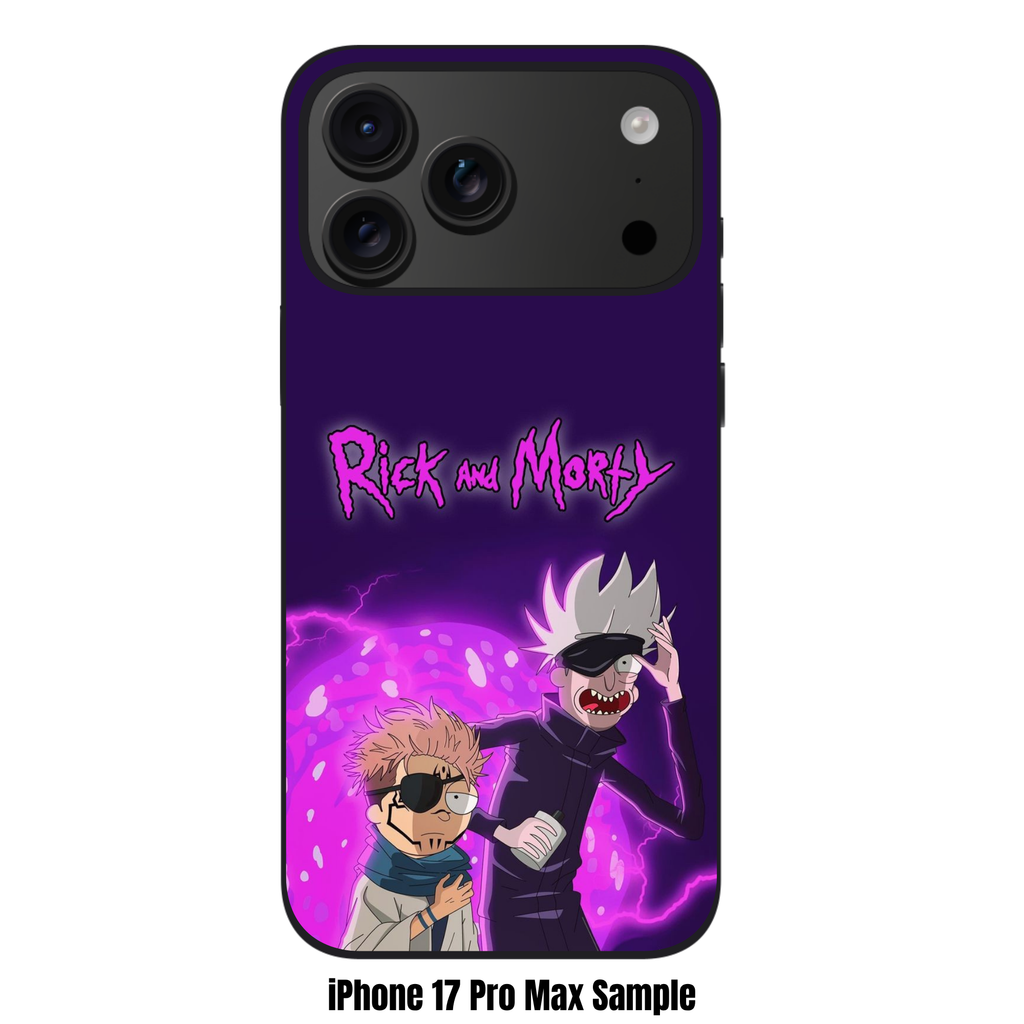 Rick And Morty Phone Case For iPhone Samsung Galaxy Pixel - Rick And Morty As Satoru Gojo And Yuji Itadori On Purple Space Background