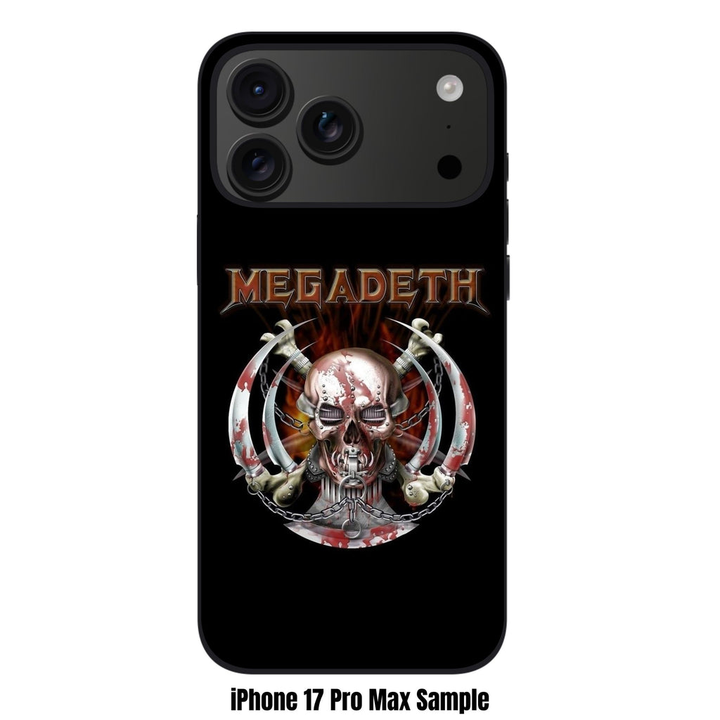 Megadeth Phone Case For iPhone Samsung Galaxy Pixel - Megadeth Vic Rattlehead And Bloodstained Blades On Black Background