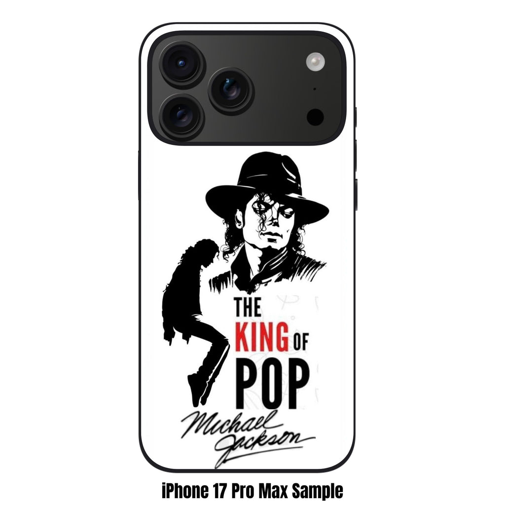 Michael Jackson Phone Case For iPhone Samsung Galaxy Pixel - The King Of Pop Title With Michael Jackson Portrait In White Background