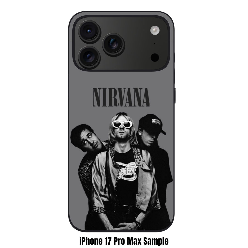 Nirvana Phone Case For iPhone Samsung Galaxy Pixel - Nirvana Band Photo Portrait Graphic In Grey Background