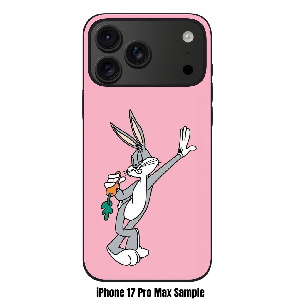 Looney Tunes Bugs Bunny Phone Case For iPhone Samsung Galaxy Pixel - Bugs Bunny Leaning With Carrot On Pink Background
