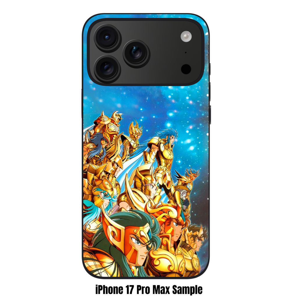 Saint Seiya Knights Of The Zodiac Phone Case For iPhone Samsung Galaxy Pixel - Saint Seiya Gold Saints Group Illustration On Starry Night Background