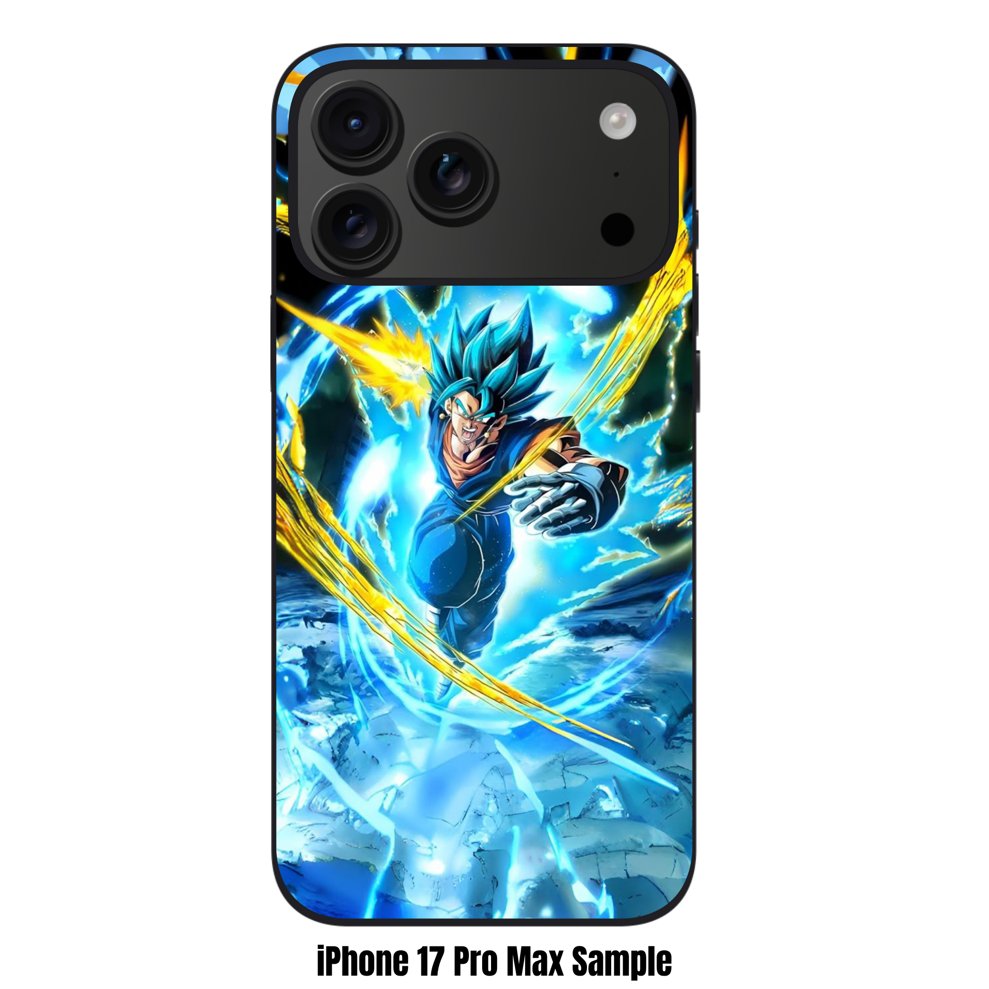 Dragon Ball Vegito Phone Case For iPhone Samsung Galaxy Pixel - Super Saiyan Blue Vegito Action Art With Swirling Blue Aura And Golden Energy Slashes On Dark Destructive Background