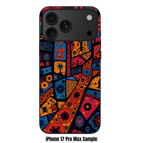 Art Print Phone Case For iPhone Samsung Galaxy Pixel - Abstract Tribal Cyberpunk Mosaic Pattern