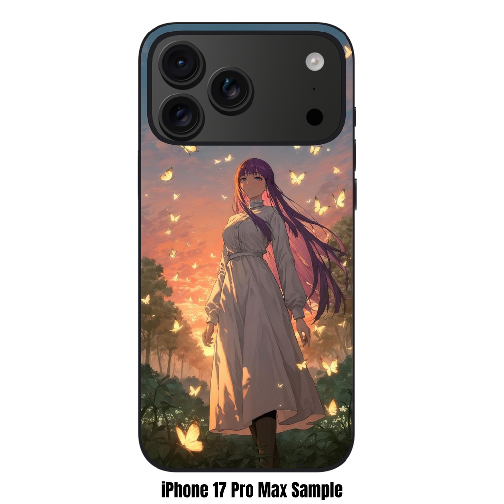 Frieren Beyond Journeys End Fern Phone Case For iPhone Samsung Galaxy Pixel - Fern Standing Amidst Glowing Butterflies At Sunset