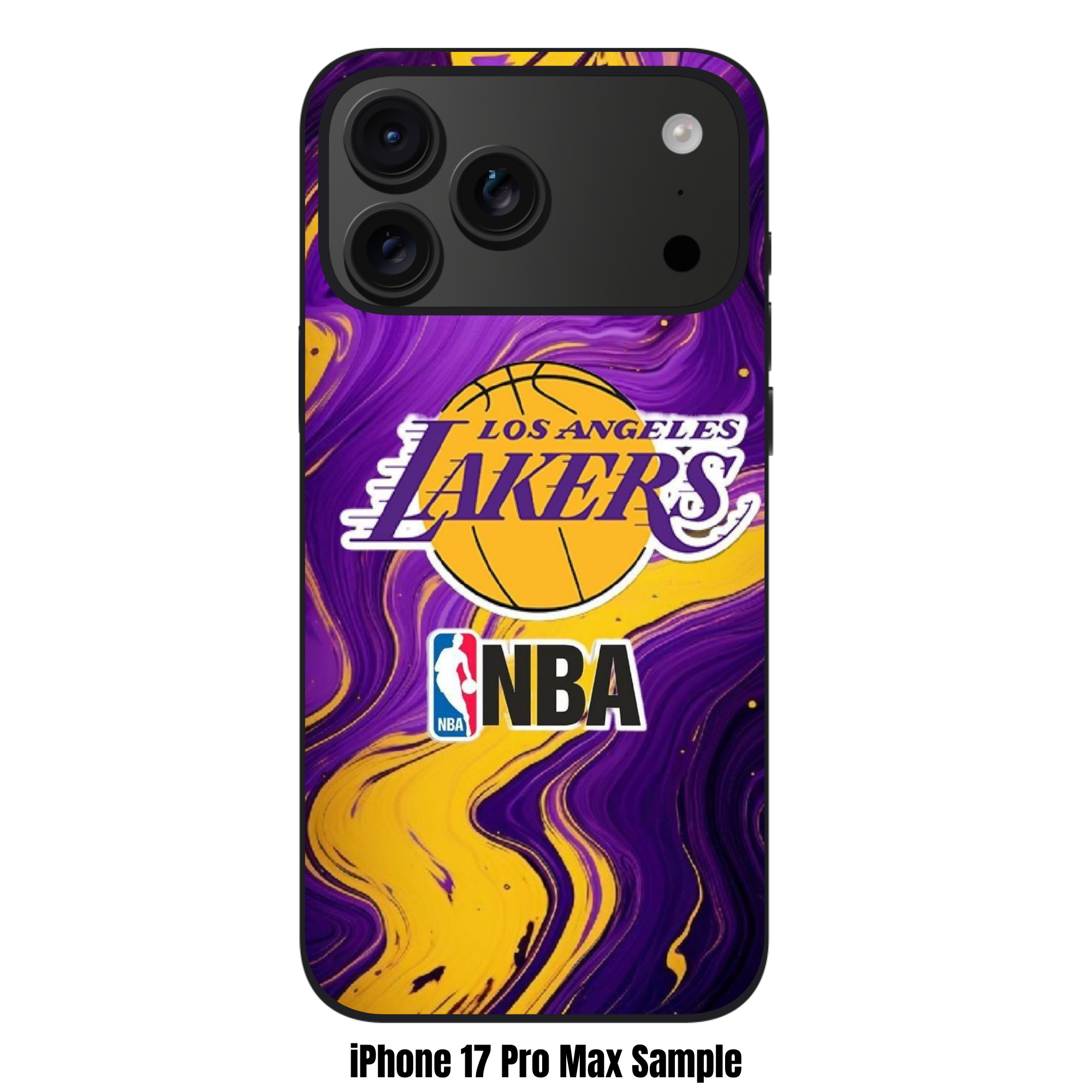 NBA Los Angeles Lakers Phone Case For iPhone Samsung Galaxy Pixel - Los Angeles Lakers And NBA Logo On Purple And Gold Marble Background