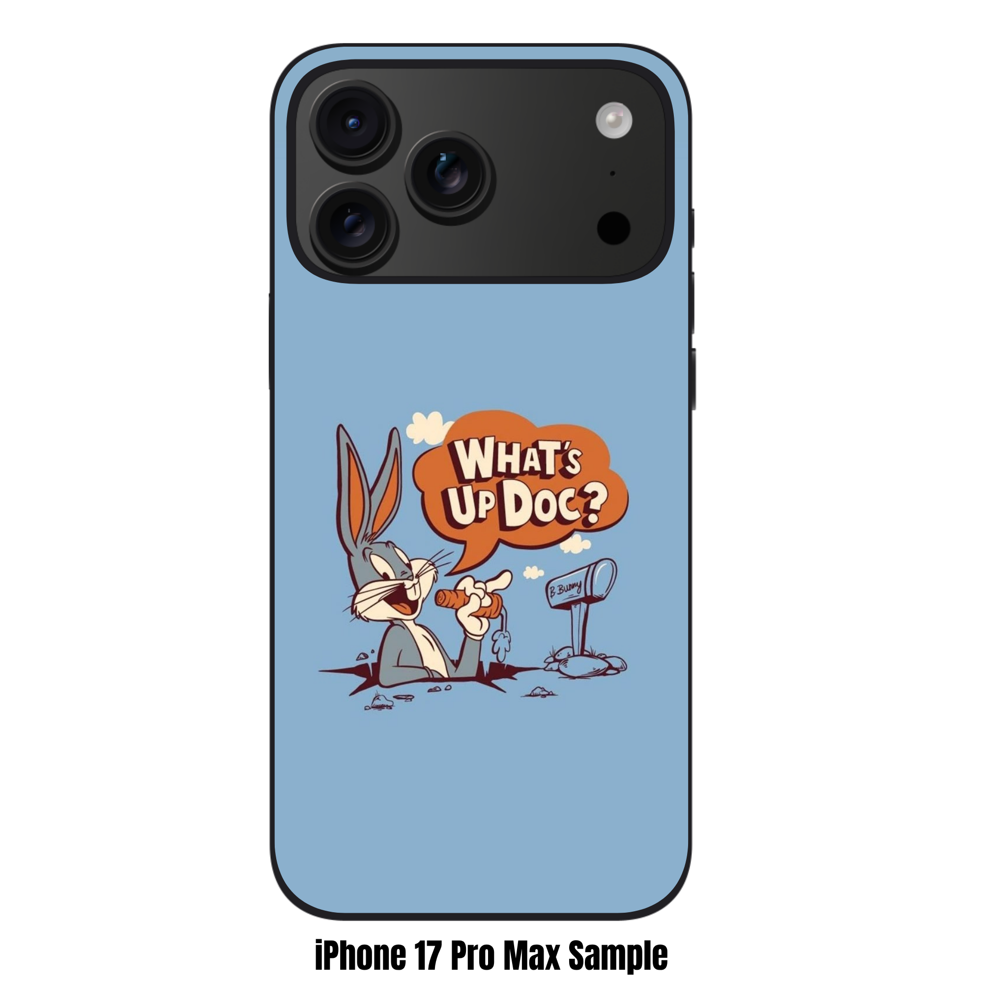 Looney Tunes Bugs Bunny Phone Case For iPhone Samsung Galaxy Pixel - Bugs Bunny Peeking From Hole With Mailbox On Light Blue Background