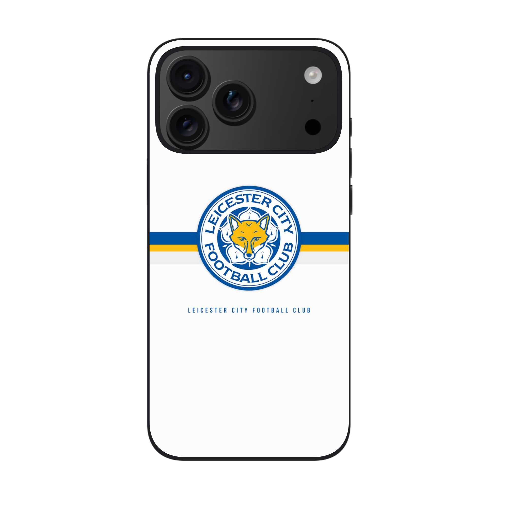 Leicester City FC Phone Case For iPhone Samsung Galaxy Pixel - Leicester City FC Crest On White Background With Blue And Gold Horizontal Stripes