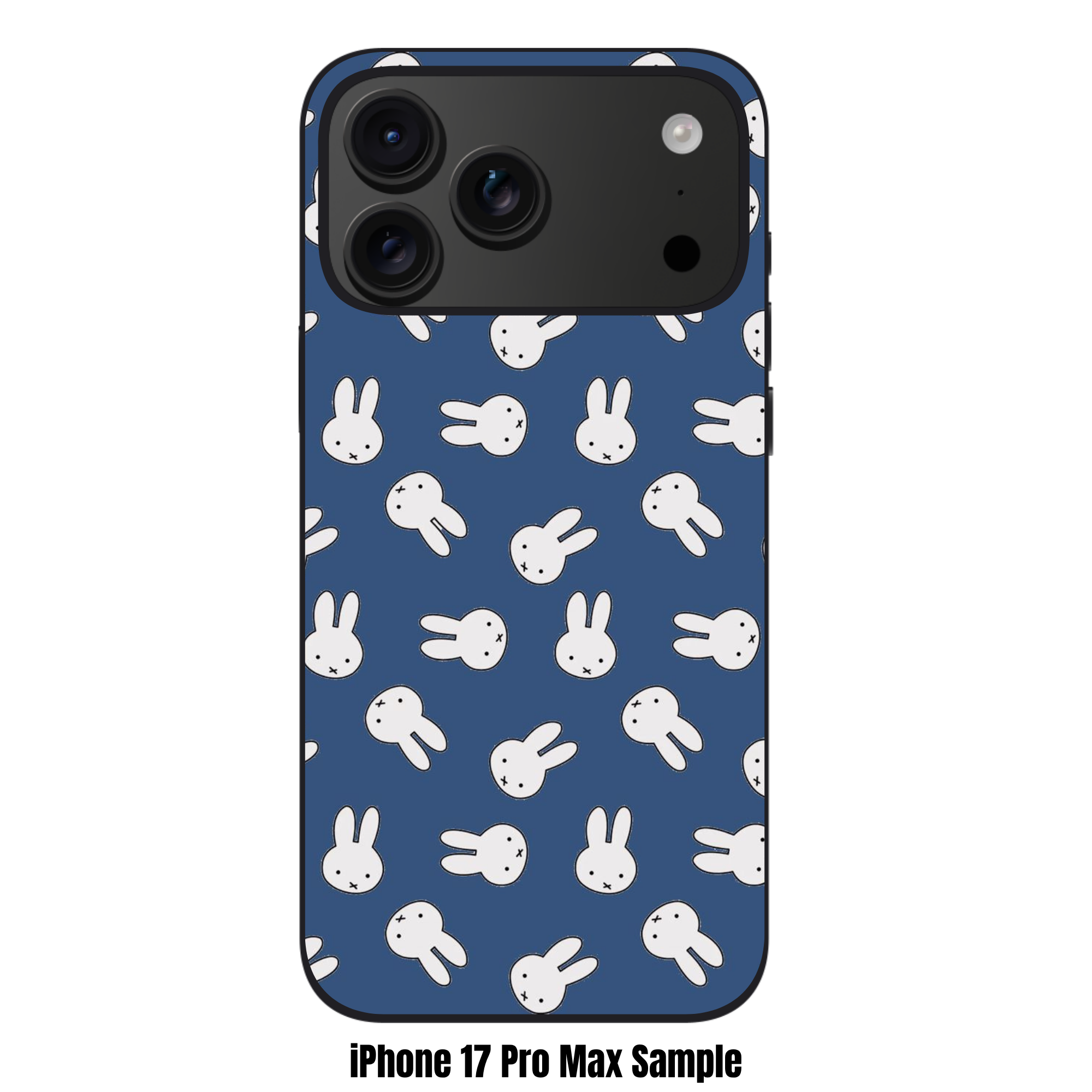 Miffy Phone Case For iPhone Samsung Galaxy Pixel - Miffy Faces Pattern In Navy Background