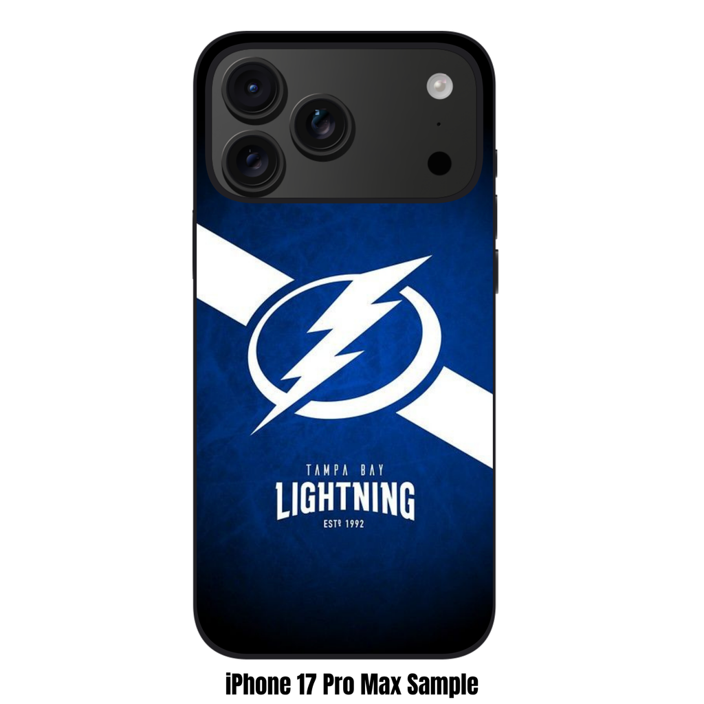 NHL Tampa Bay Lightning Phone Case For iPhone Samsung Galaxy Pixel - Tampa Bay Lightning Logo And Diagonal Stripe On Textured Blue Background