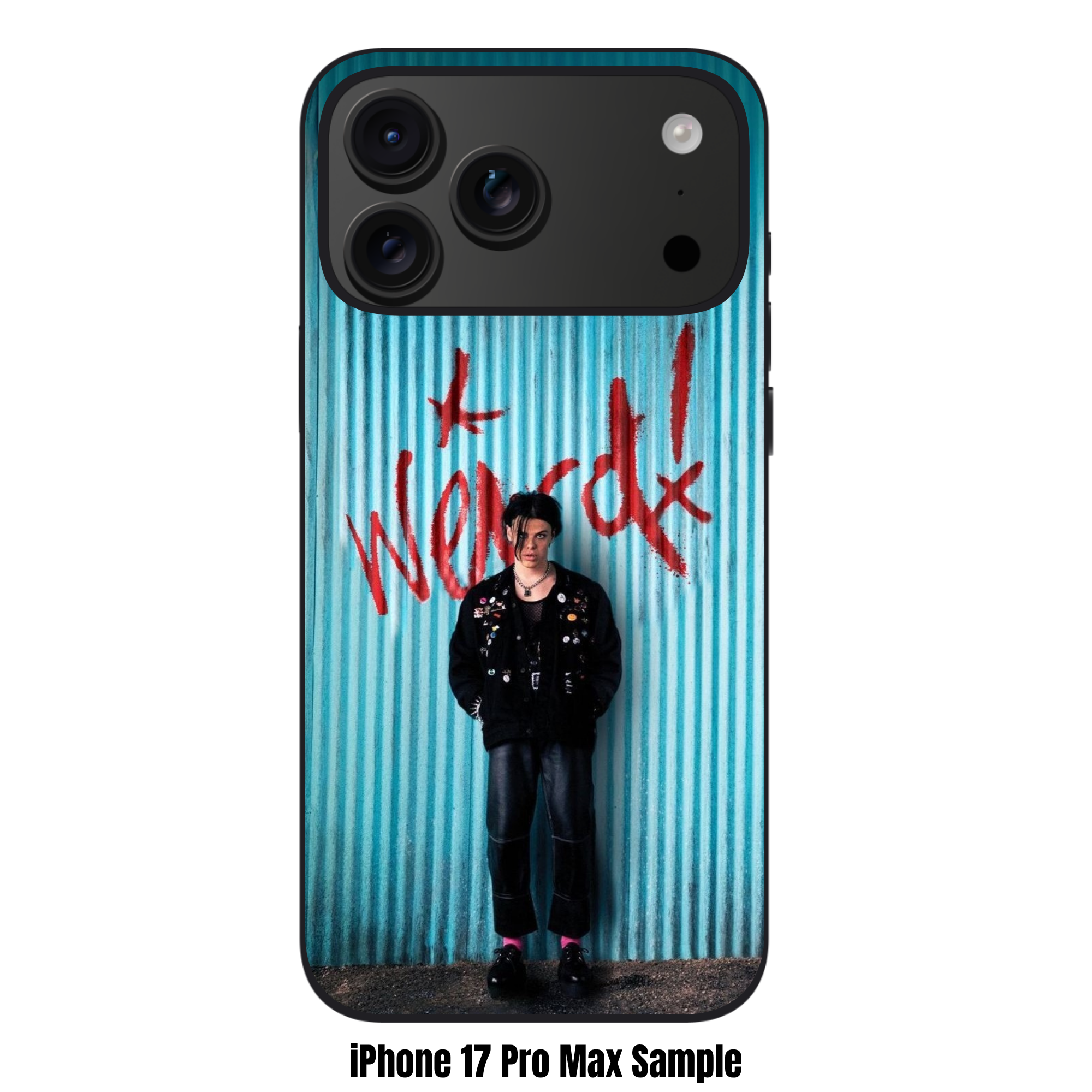 Yungblud Phone Case For iPhone Samsung Galaxy Pixel - Yungblud Standing In Front Of Blue Corrugated Metal Wall Background