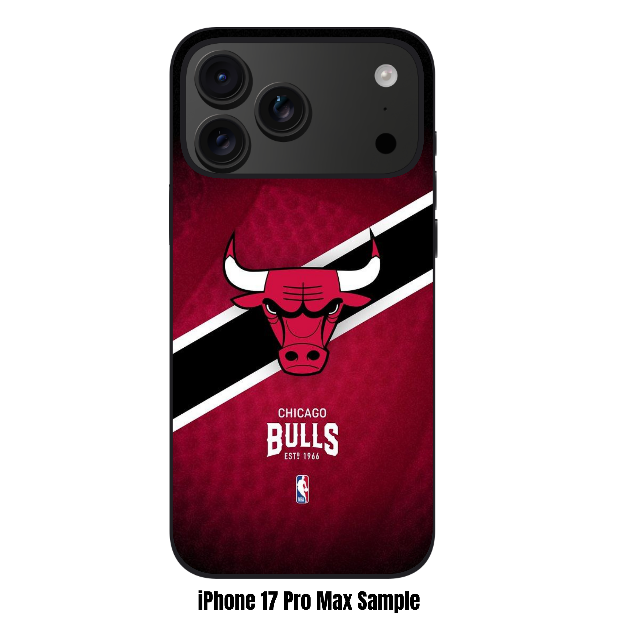 NBA Chicago Bulls Phone Case For iPhone Samsung Galaxy Pixel - Chicago Bulls Logo And Diagonal Stripe On Red Background
