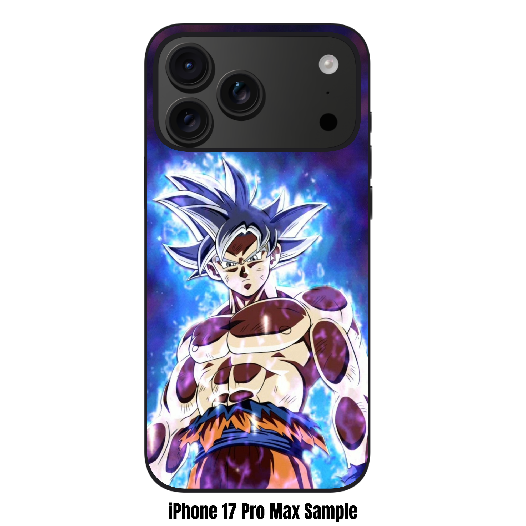 Dragon Ball Goku Phone Case For iPhone Samsung Galaxy Pixel - Mastered Ultra Instinct Son Goku Art With Blue Glowing Aura On Purple And Black Background