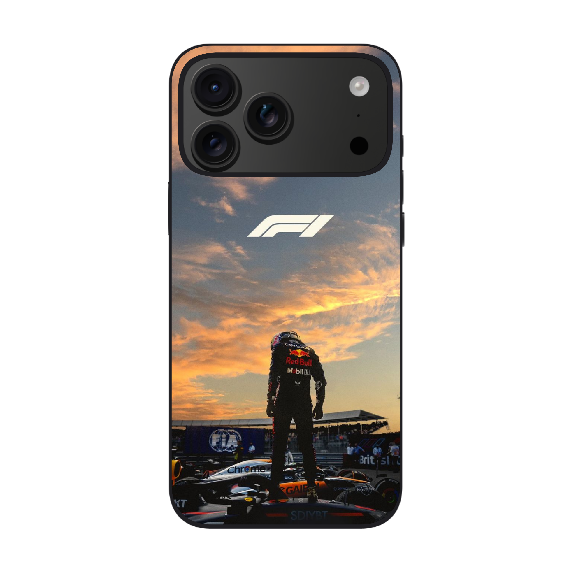 F1 Formula 1 Max Verstappen Phone Case For iPhone Samsung Galaxy Pixel - Max Verstappen Parc Fermé Salute Standing On The Machine Poster