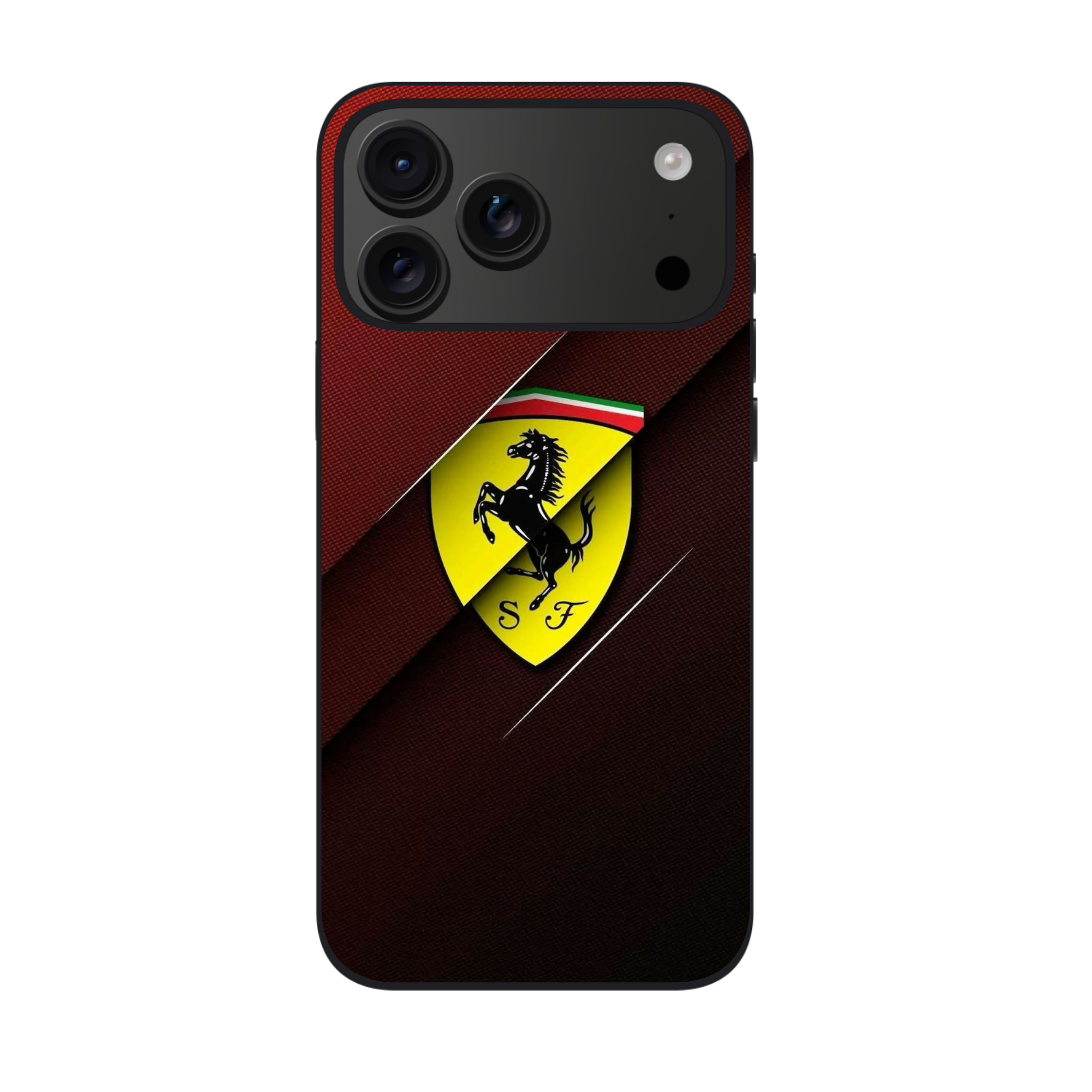 F1 Formula 1 Ferrari Phone Case For iPhone Samsung Galaxy Pixel - Ferrari Logo Layered On Black Red Background