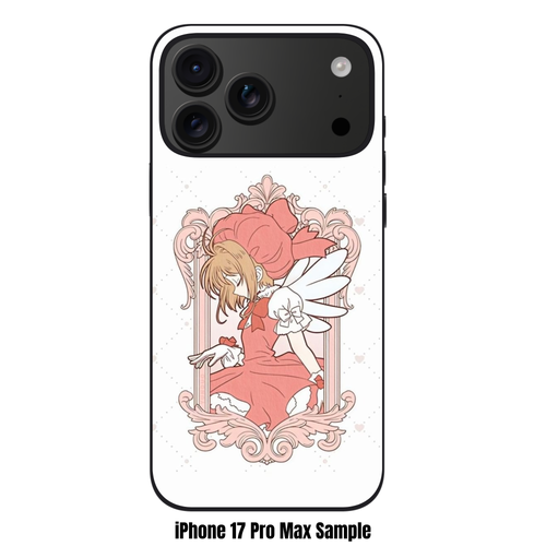 Cardcaptor Sakura Phone Case For iPhone Samsung Galaxy Pixel - Sakura Kinomoto Inside An Ornate Pink Frame On A Dotted White Background