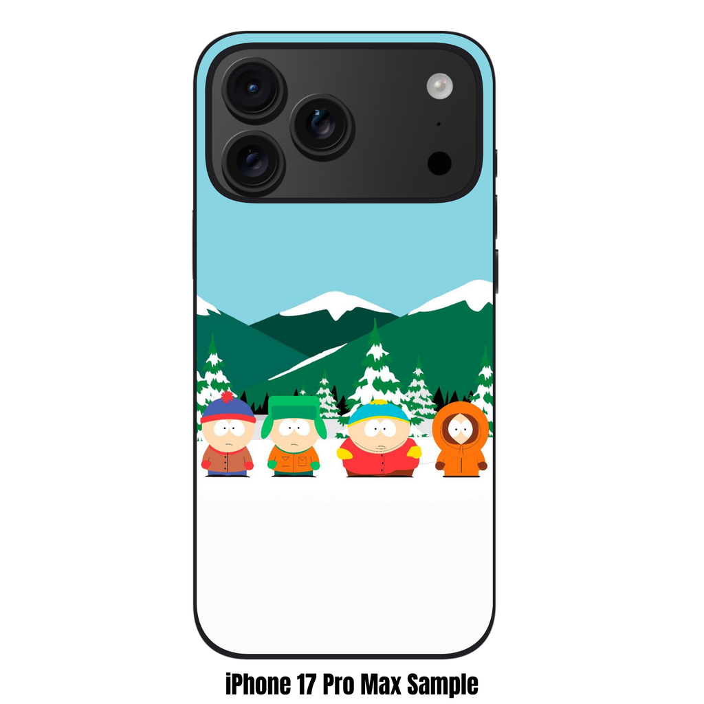 South Park Phone Case For iPhone Samsung Galaxy Pixel - South Park Core Group Standing In Snowy Landscape Under Light Blue Sky
