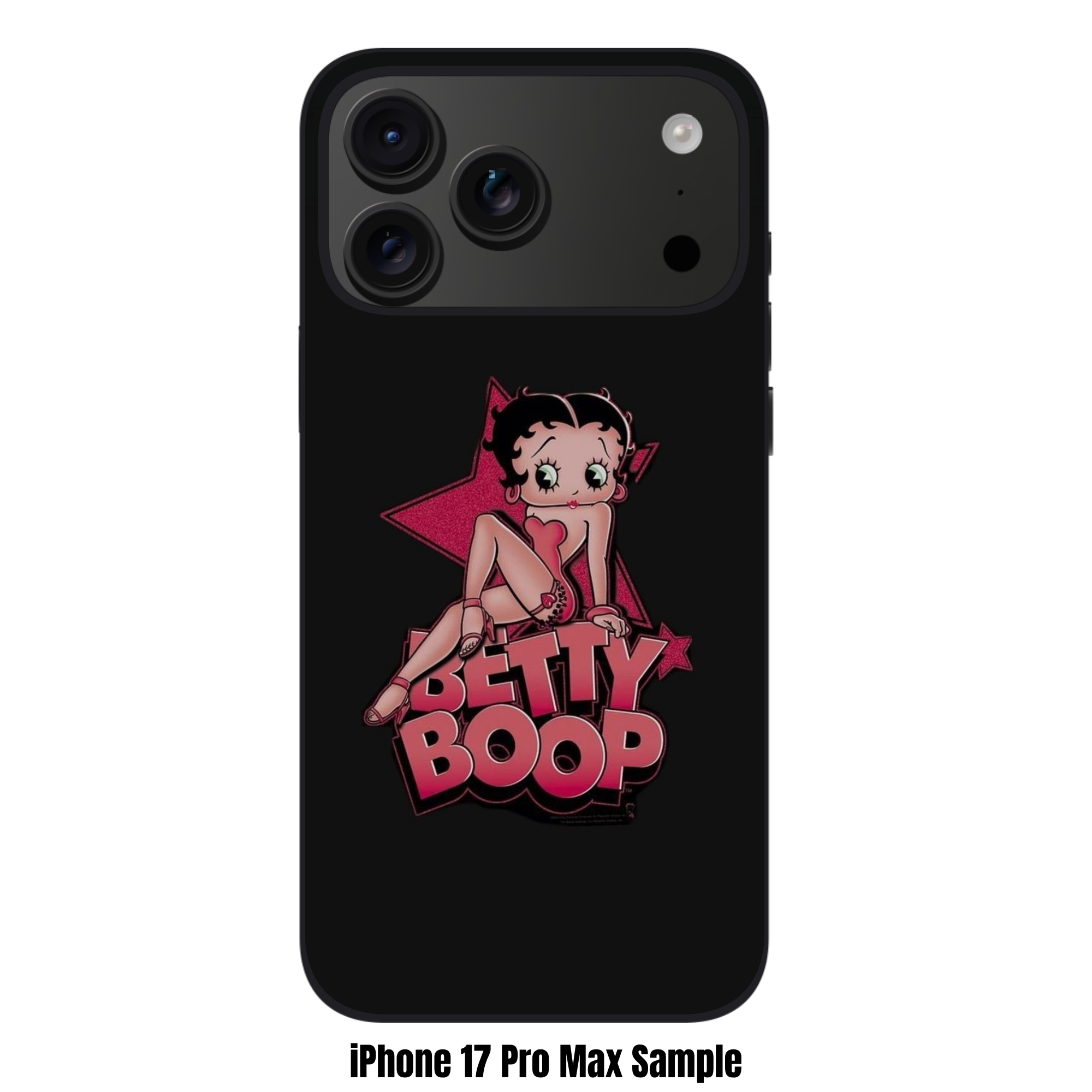 Betty Boop Phone Case For iPhone Samsung Galaxy Pixel - Betty Boop Posing With Large Pink Star On Black Background
