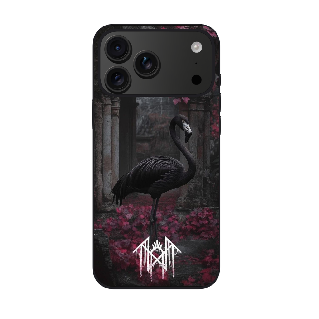 Sleep Token Phone Case For iPhone Samsung Galaxy Pixel - Sleep Token The Black Flamingo On Deep Pink And Magenta Leaves Drape Over The Stonework Background
