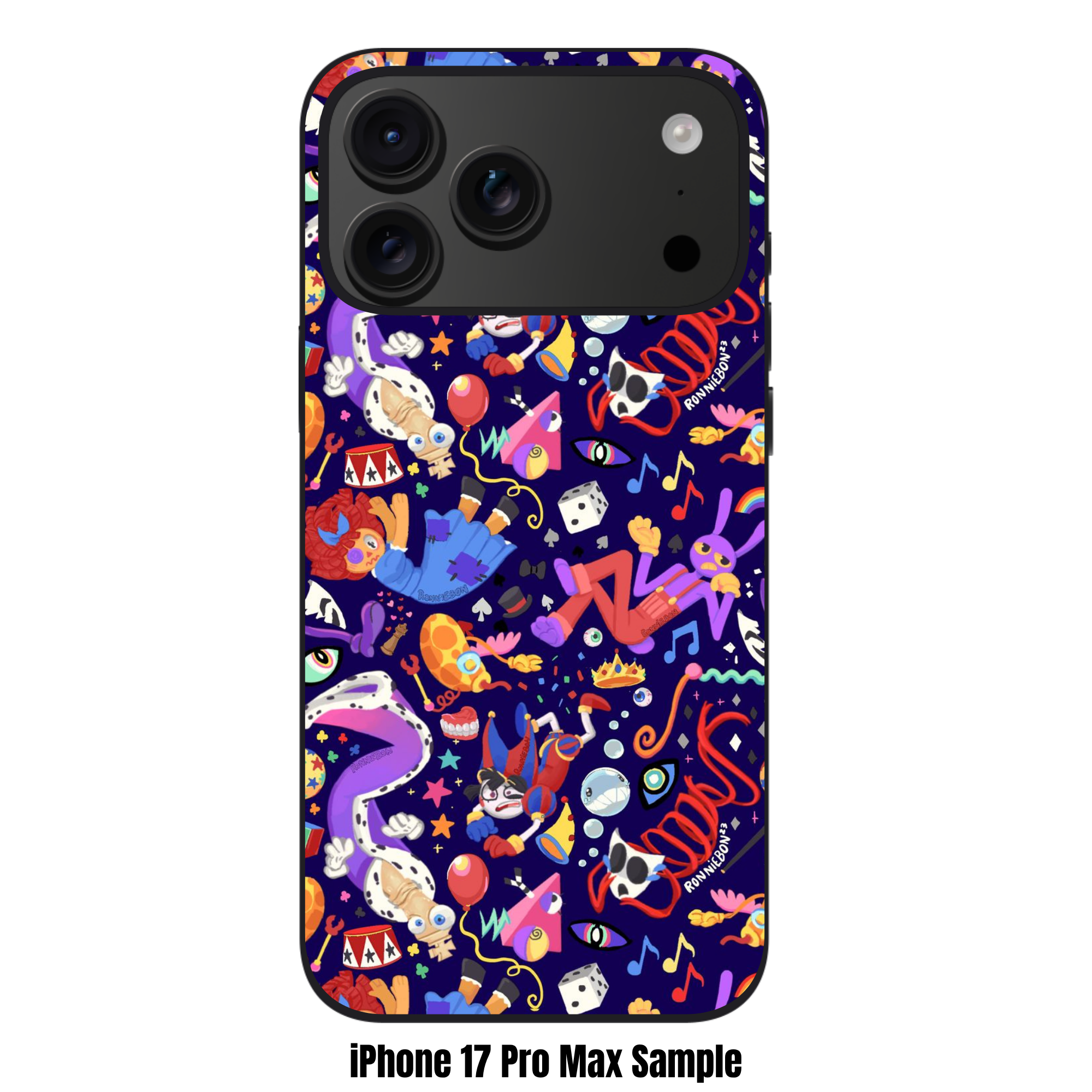 The Amazing Digital Circus Phone Case For iPhone Samsung Galaxy Pixel - The Amazing Digital Circus Characters Repeating Pattern On Dark Blue Background