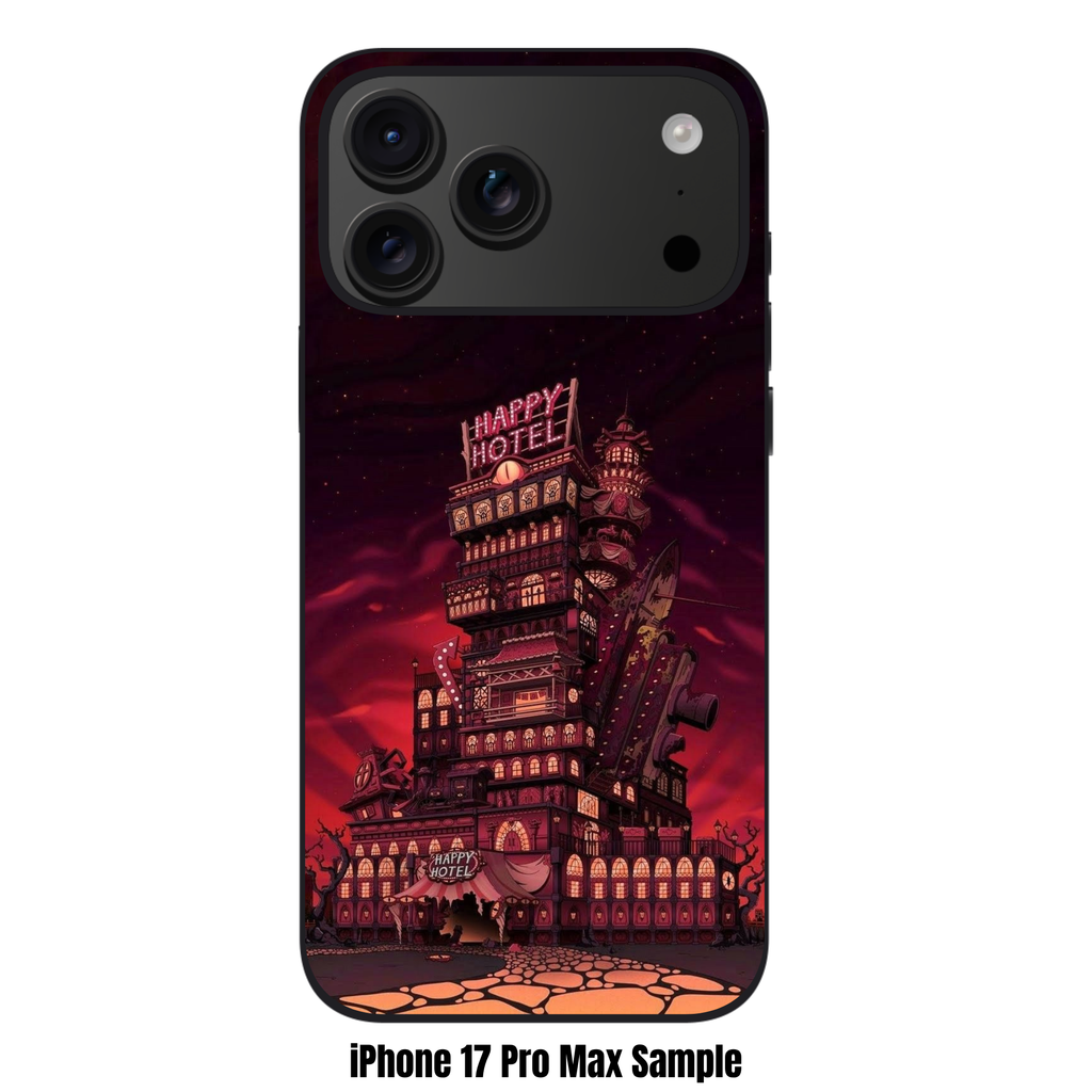 Hazbin Hotel Phone Case For iPhone Samsung Galaxy Pixel - The Happy Hotel Building On Red Sky Background