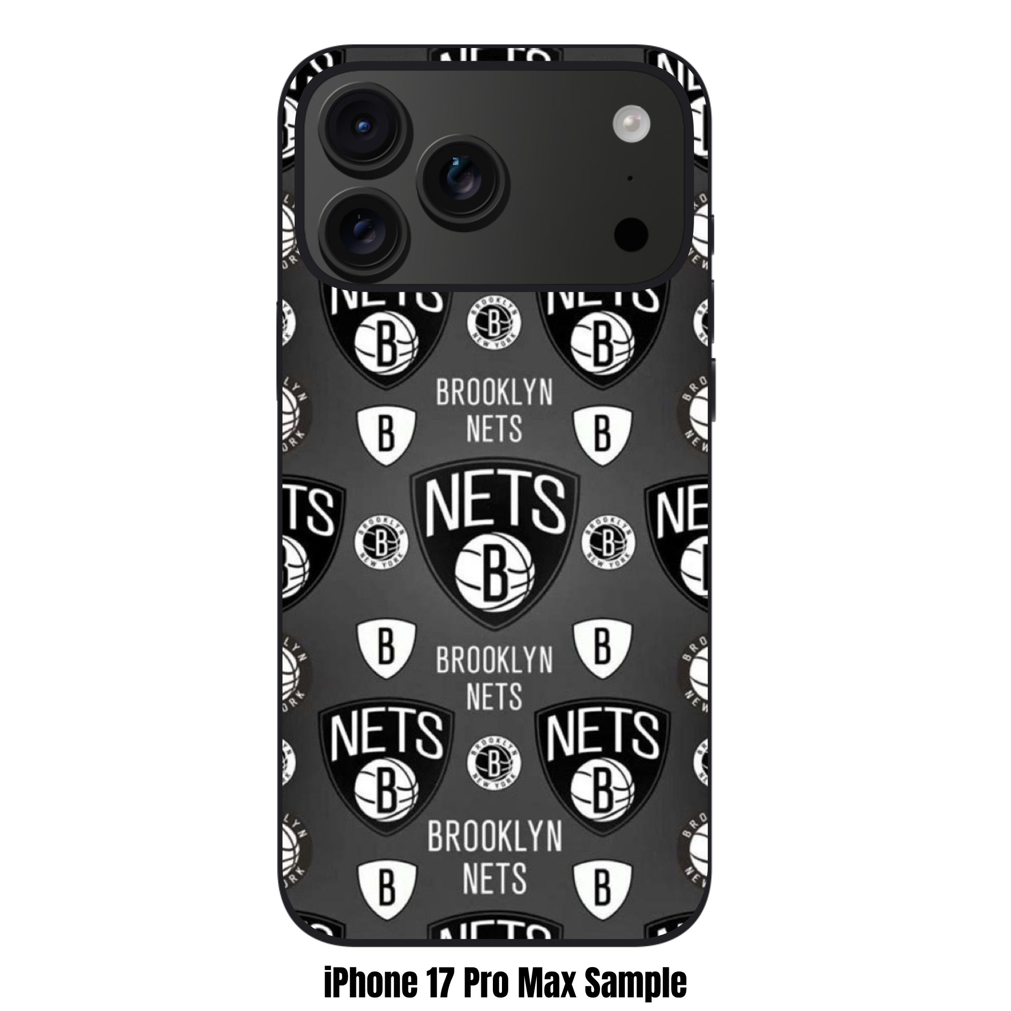 NBA Brooklyn Nets Phone Case For iPhone Samsung Galaxy Pixel - Brooklyn Nets Logo Pattern On Grey Background