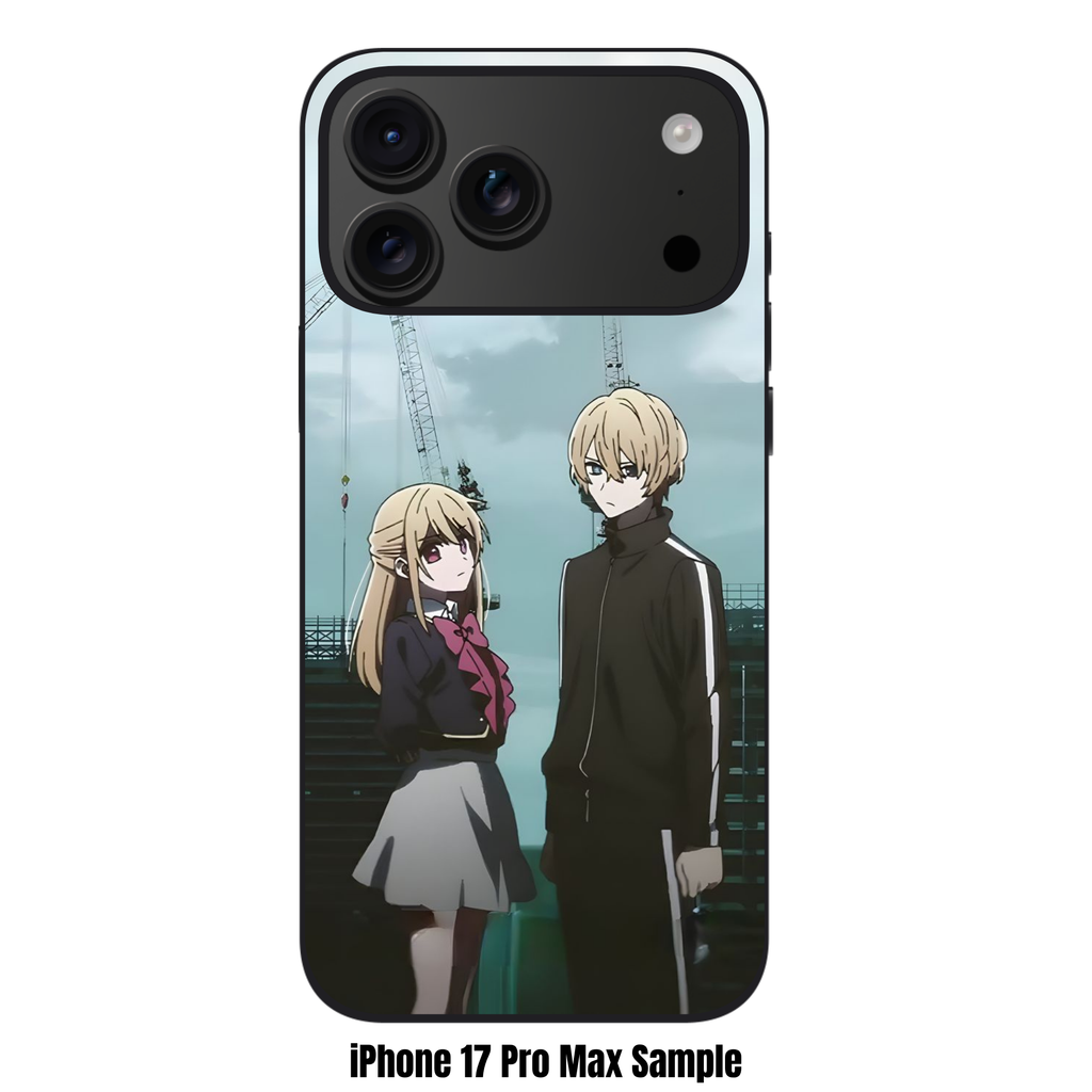 Oshi No Ko Phone Case For iPhone Samsung Galaxy Pixel - Aqua And Ruby Under Industrial Cranes