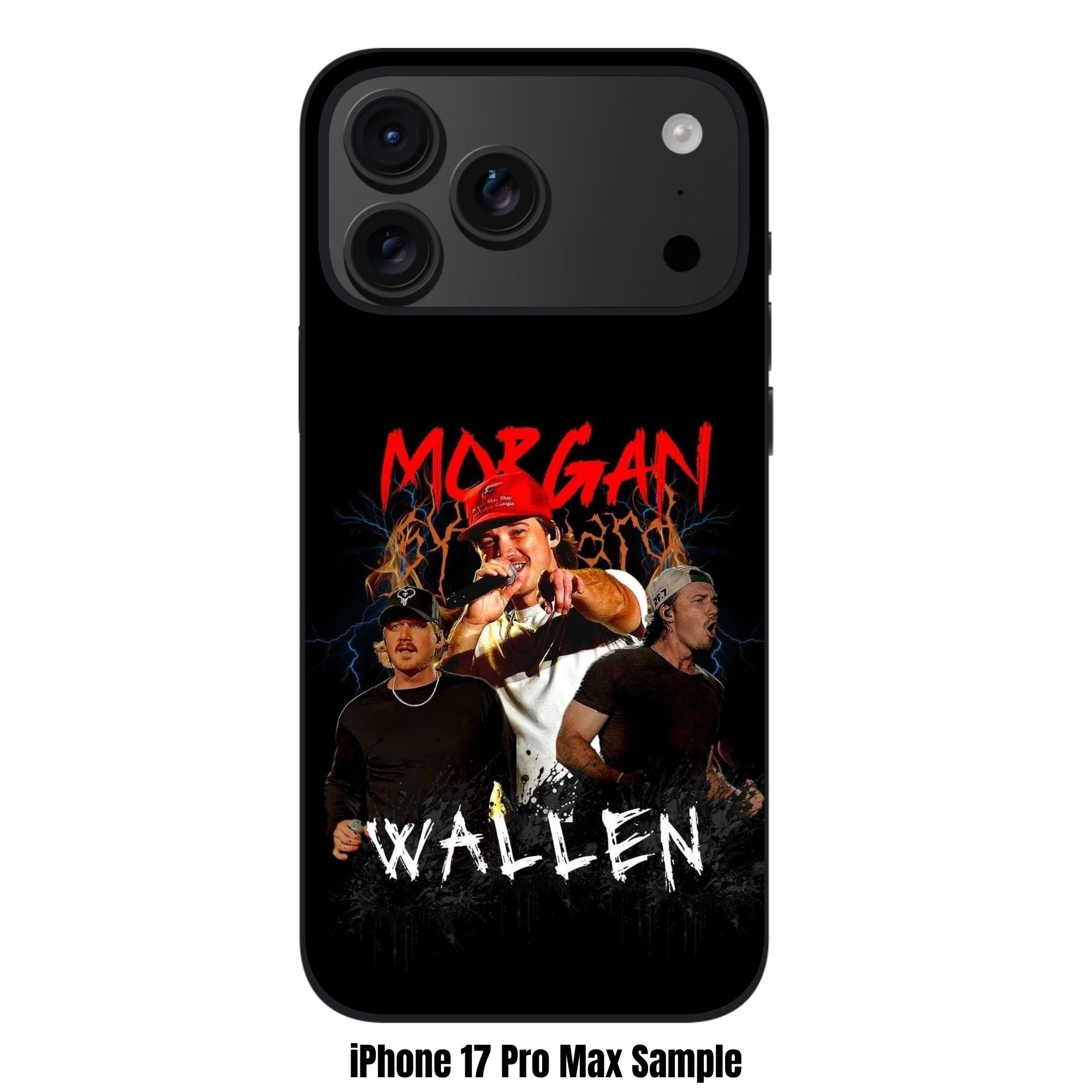 Morgan Wallen Phone Case For iPhone Samsung Galaxy Pixel - Morgan Wallen Concert Graphic With Lightning Elements In Black Background