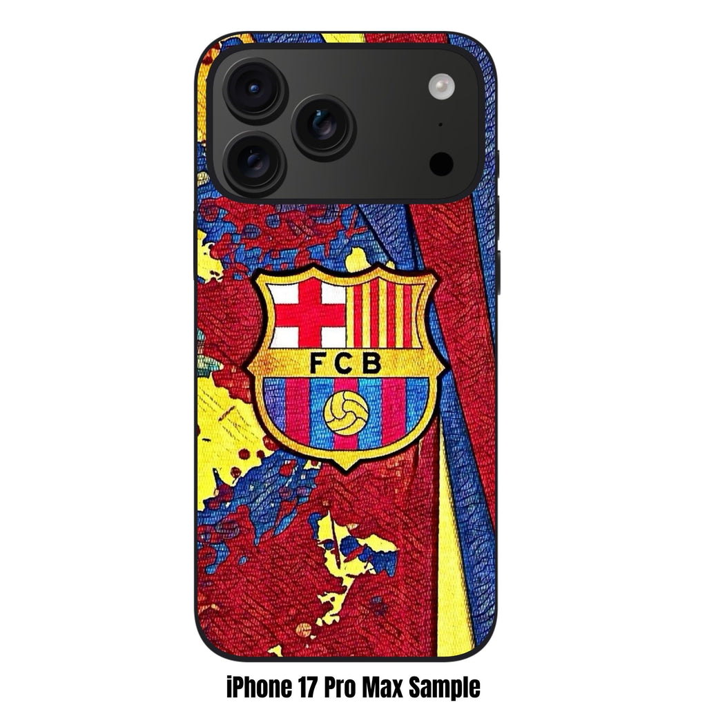 FC Barcelona Phone Case For iPhone Samsung Galaxy Pixel - FC Barcelona Crest On Abstract Oil Painting Textured Background