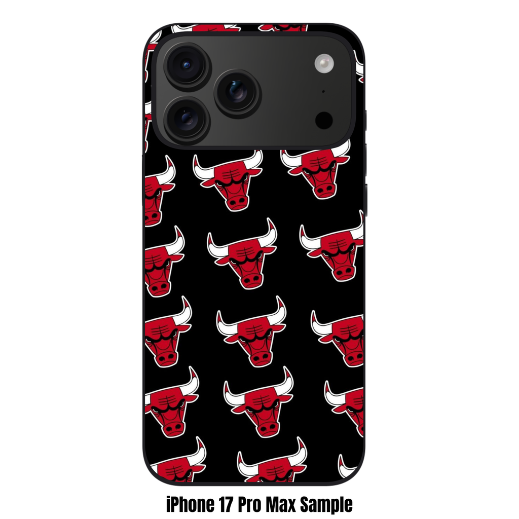NBA Chicago Bulls Phone Case For iPhone Samsung Galaxy Pixel - Chicago Bulls Logo Pattern On Black Background