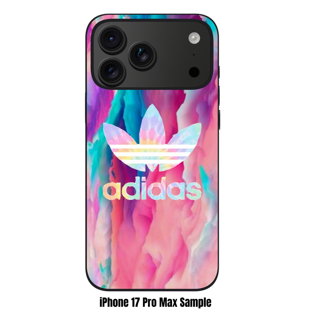 Adidas Phone Case For iPhone Samsung Galaxy Pixel - Adidas Trefoil Logo On Tie Dye Galaxy Background