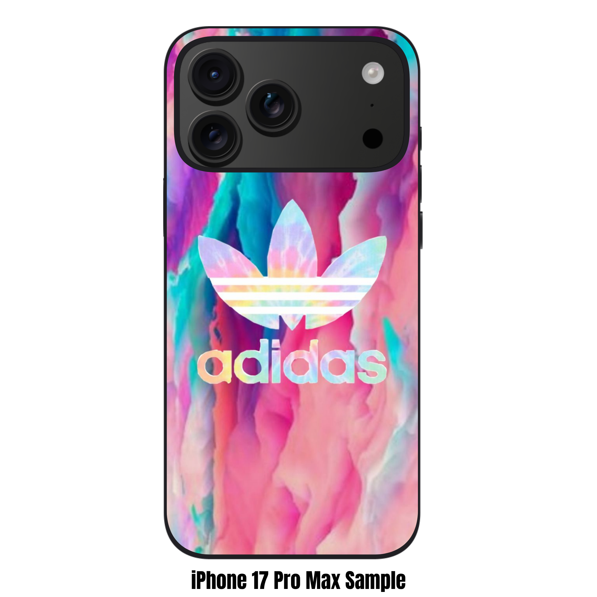 Adidas Phone Case For iPhone Samsung Galaxy Pixel - Adidas Trefoil Logo On Tie Dye Galaxy Background