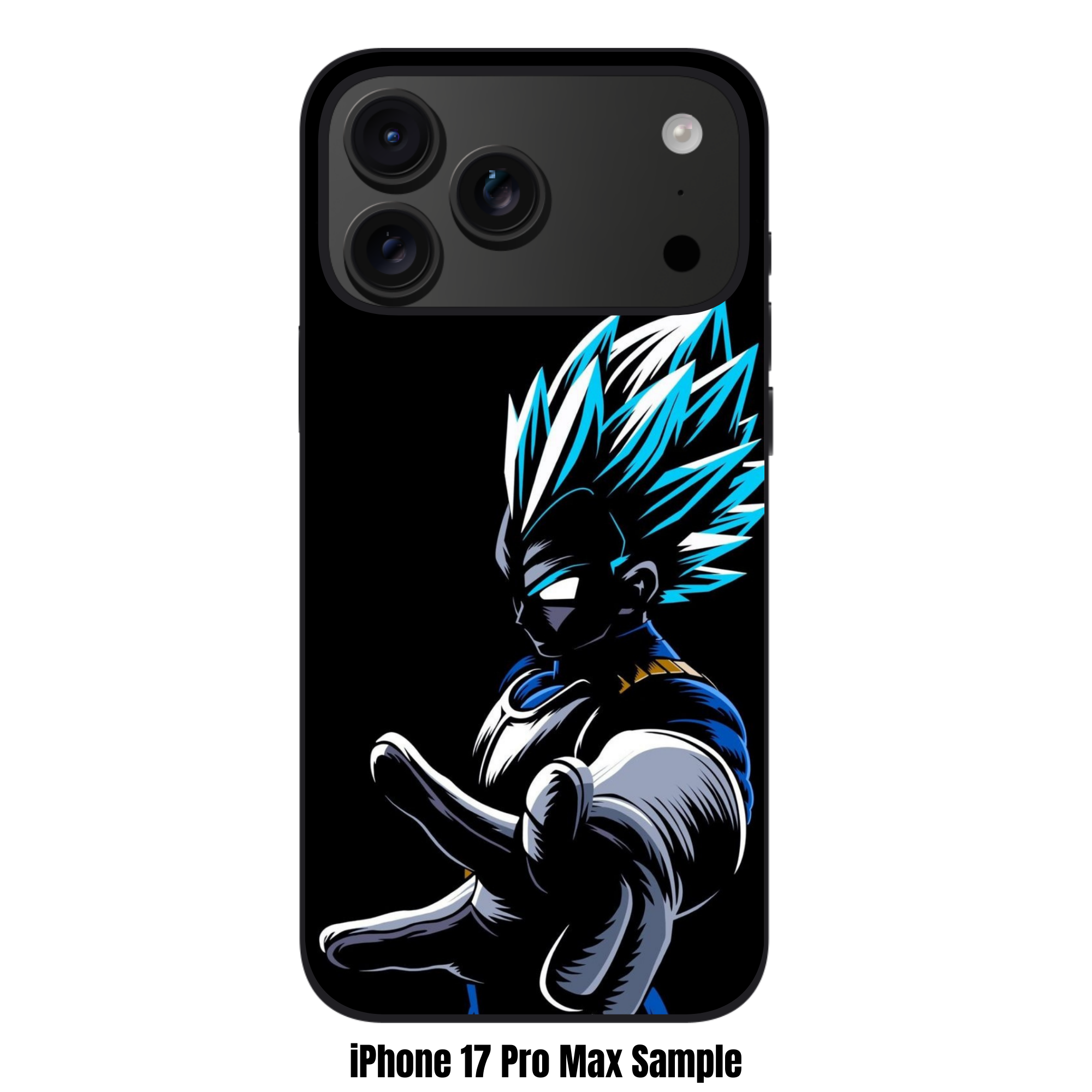 Dragon Ball Vegeta Phone Case For iPhone Samsung Galaxy Pixel - Vegeta Super Saiyan Blue Silhouette On Black Background