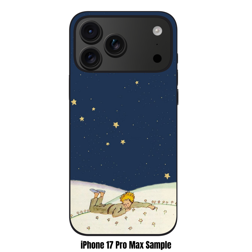 The Little Prince Phone Case For iPhone Samsung Galaxy Pixel - The Little Prince Resting On Grassy Meadow On Deep Indigo Starry Sky Background