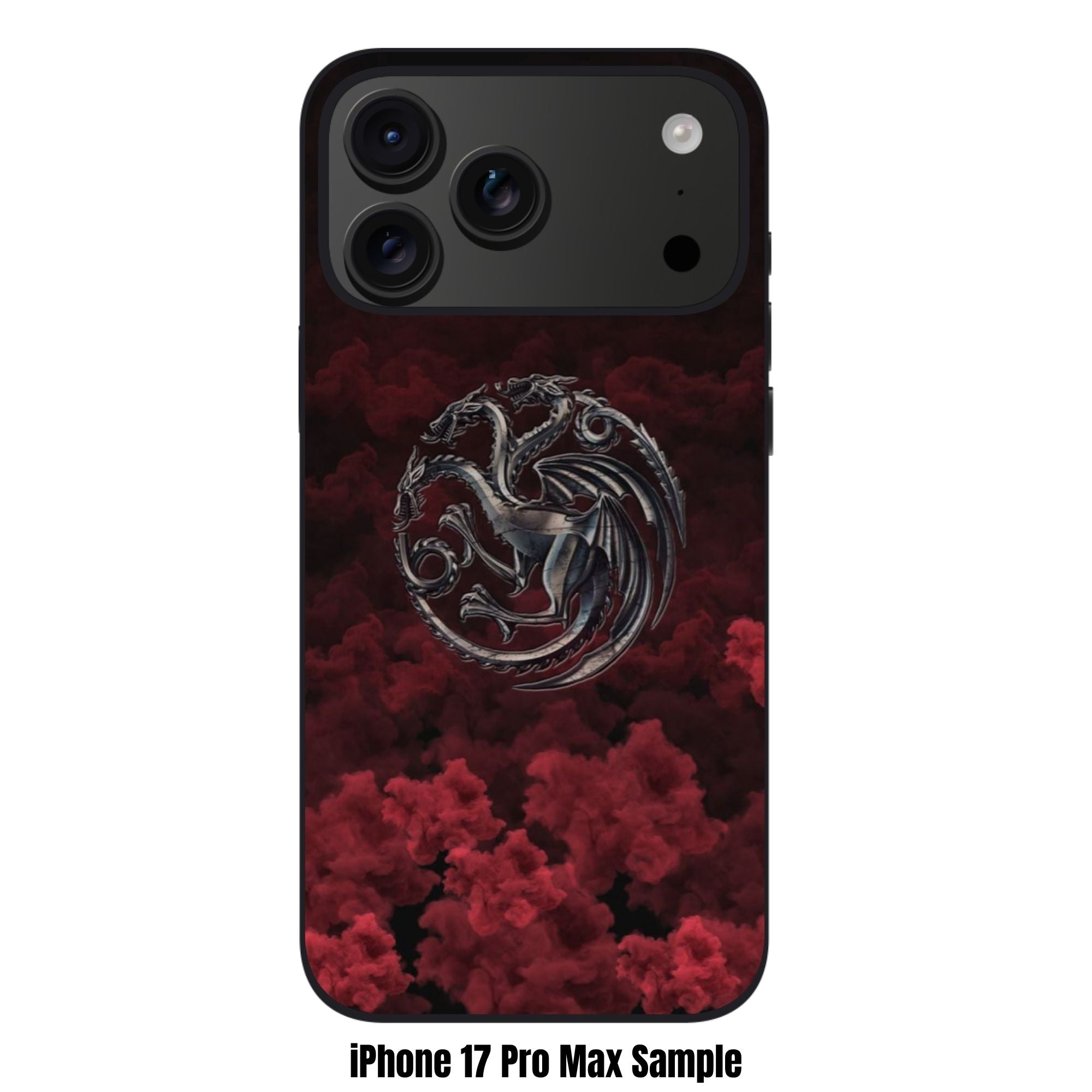 House Of The Dragon Phone Case For iPhone Samsung Galaxy Pixel - House Of The Dragon Metallic Targaryen Sigil Poster In Dark Red Smoke Background
