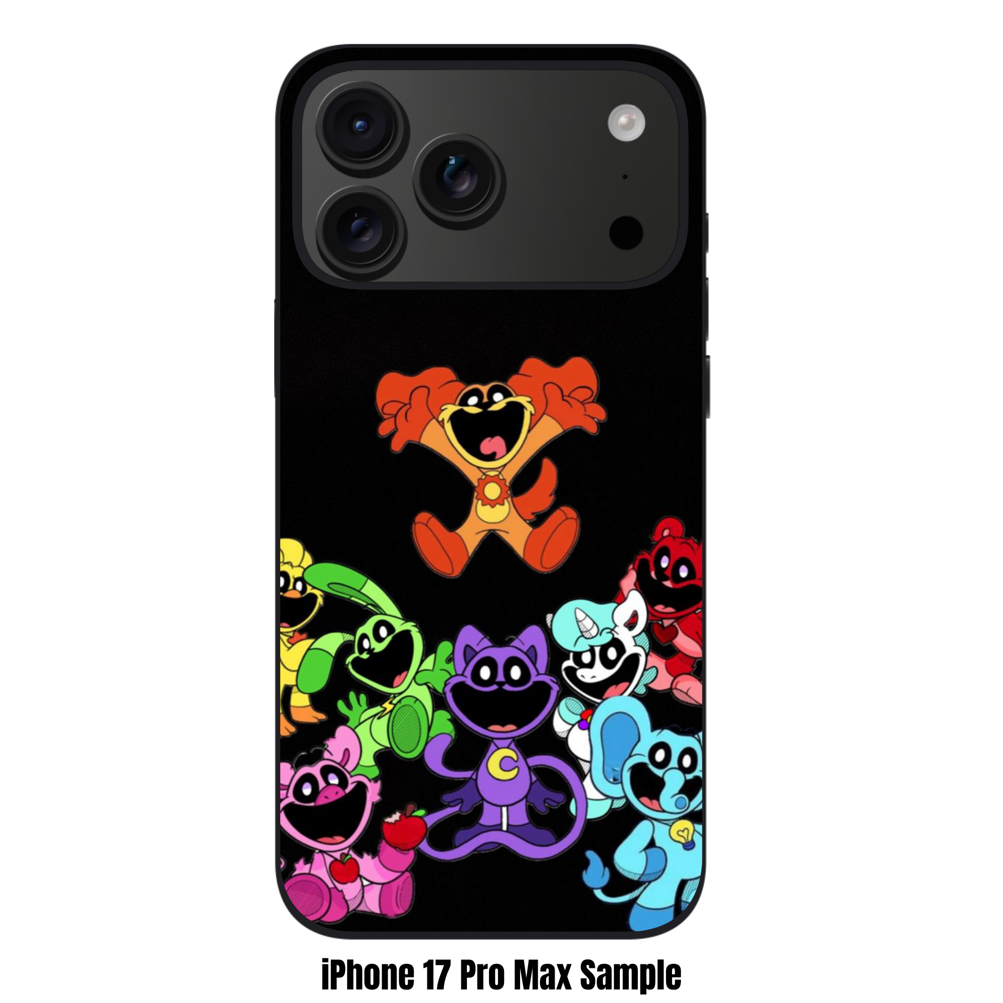 Poppy Playtime Phone Case For iPhone Samsung Galaxy Pixel - Smiling Critters On Black Background