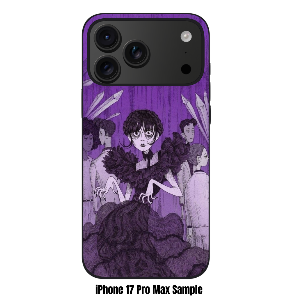 Wednesday Phone Case For iPhone Samsung Galaxy Pixel - Wednesday Addams Dancing In Black Dress On Purple Background