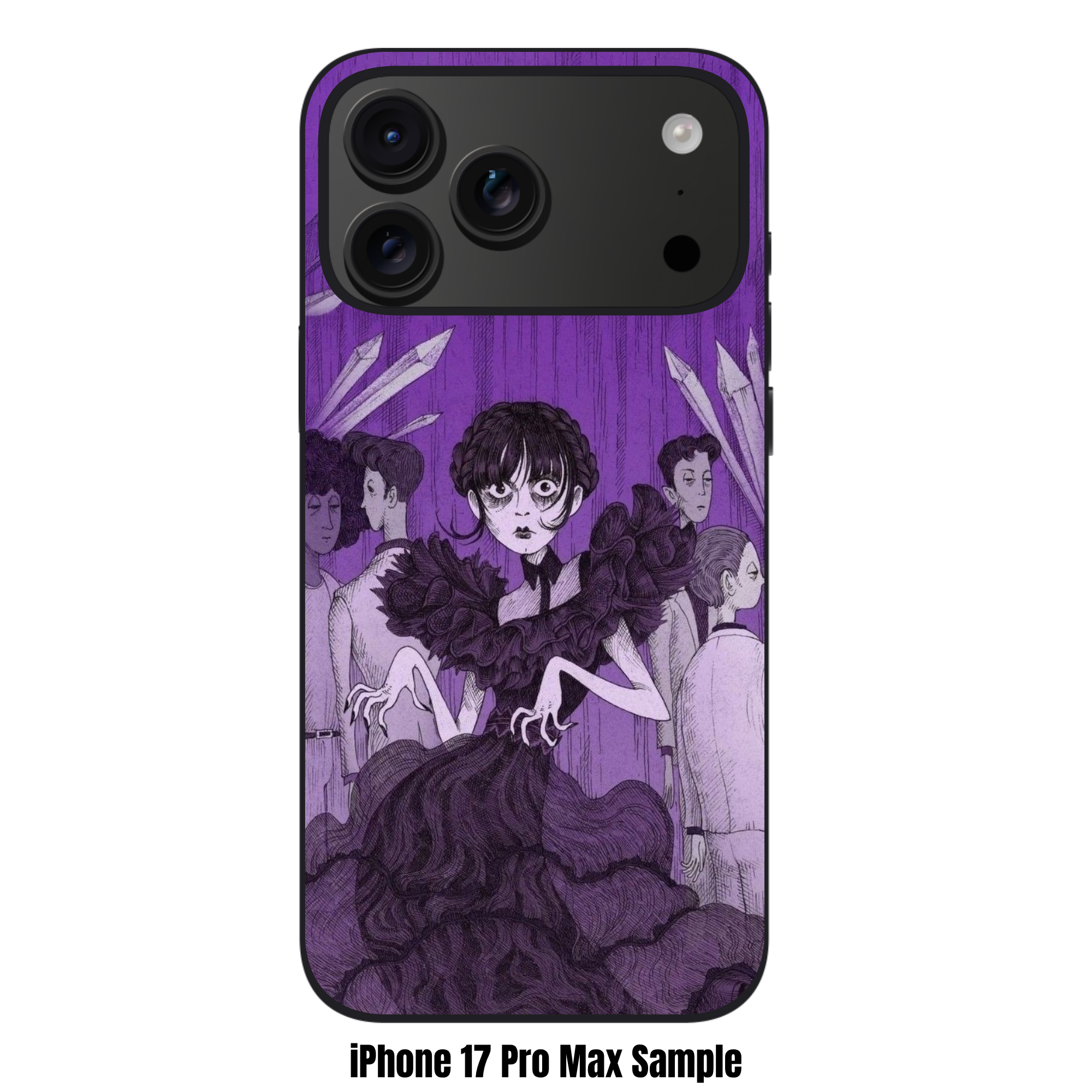 Wednesday Phone Case For iPhone Samsung Galaxy Pixel - Wednesday Addams Dancing In Black Dress On Purple Background