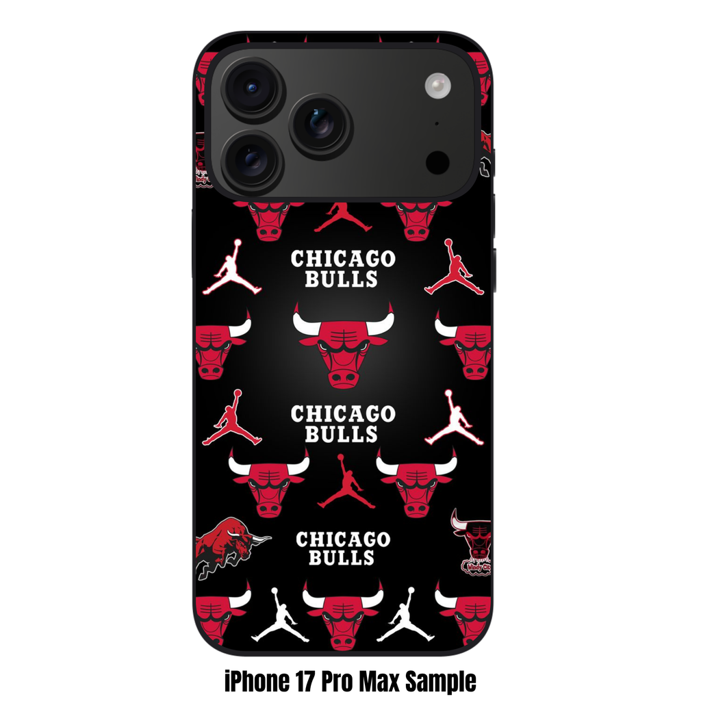 NBA Chicago Bulls Phone Case For iPhone Samsung Galaxy Pixel - Chicago Bulls Logo And Jumpman Pattern On Black Background