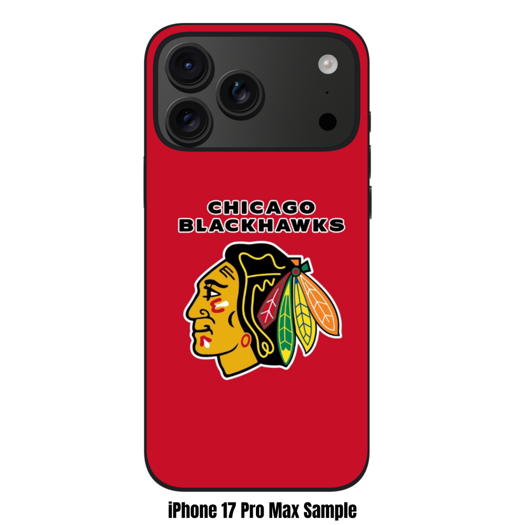 NHL Chicago Blackhawks Phone Case For iPhone Samsung Galaxy Pixel - Chicago Blackhawks Logo And Wordmark On Red Background