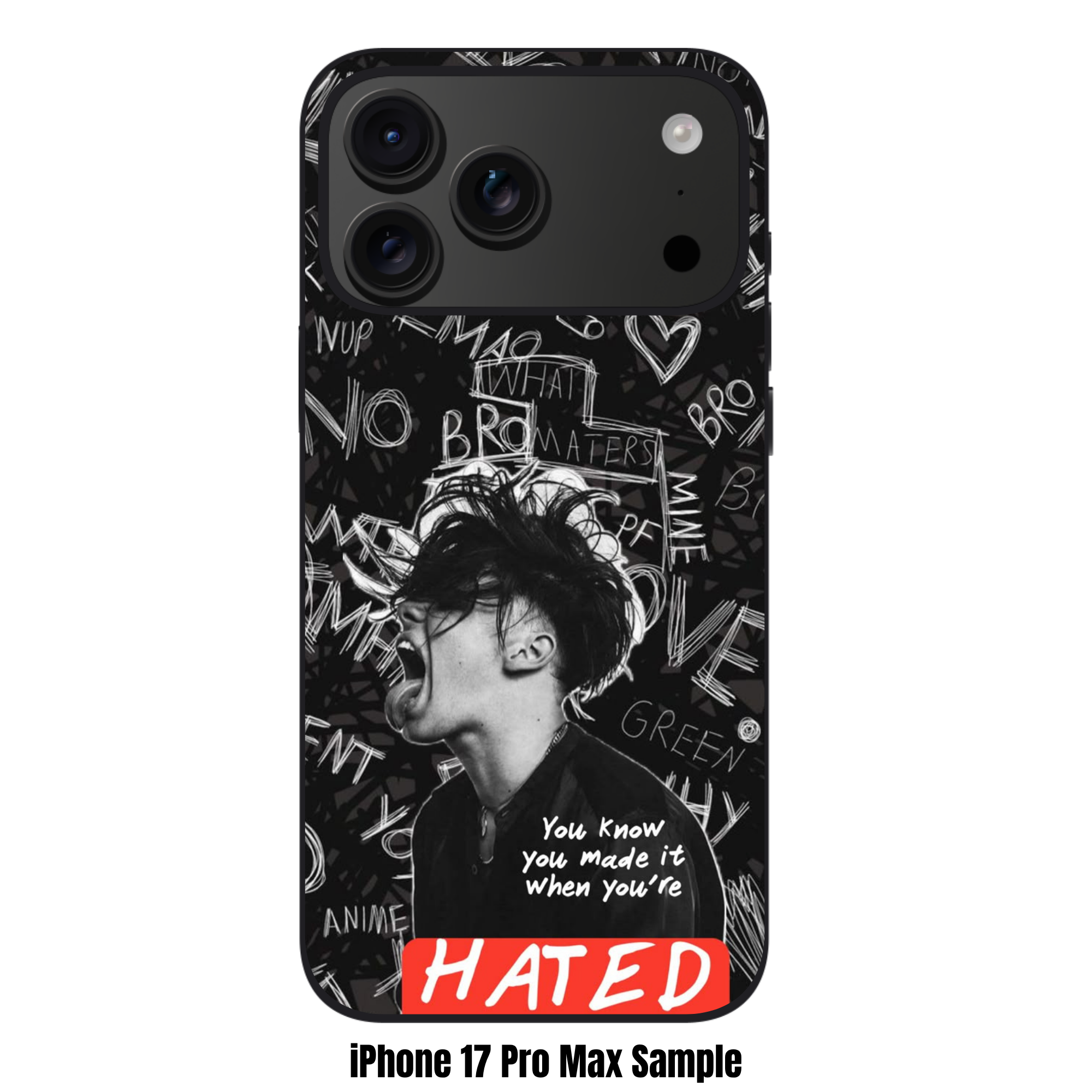 Yungblud Phone Case For iPhone Samsung Galaxy Pixel - Yungblud Portrait Overlay On Chalkboard Doodle Graffiti Background