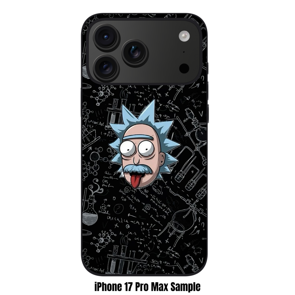 Rick And Morty Phone Case For iPhone Samsung Galaxy Pixel - Rick Sanchez Posing On A Chemistry Doodle Background