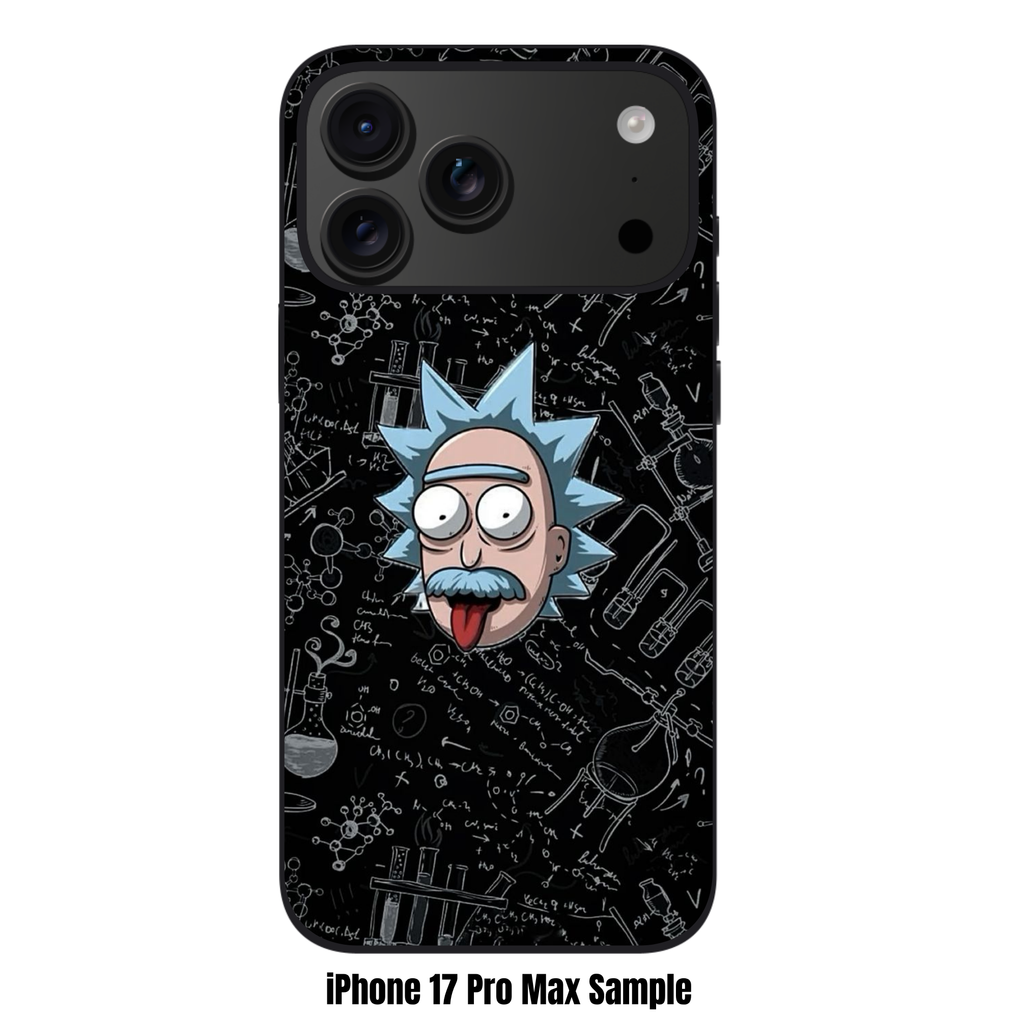 Rick And Morty Phone Case For iPhone Samsung Galaxy Pixel - Rick Sanchez Posing On A Chemistry Doodle Background