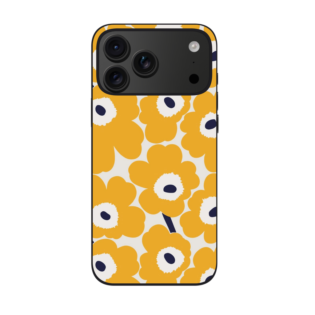 Marimekko Phone Case For iPhone Samsung Galaxy Pixel - Marimekko Unikko White And Yellow Pattern