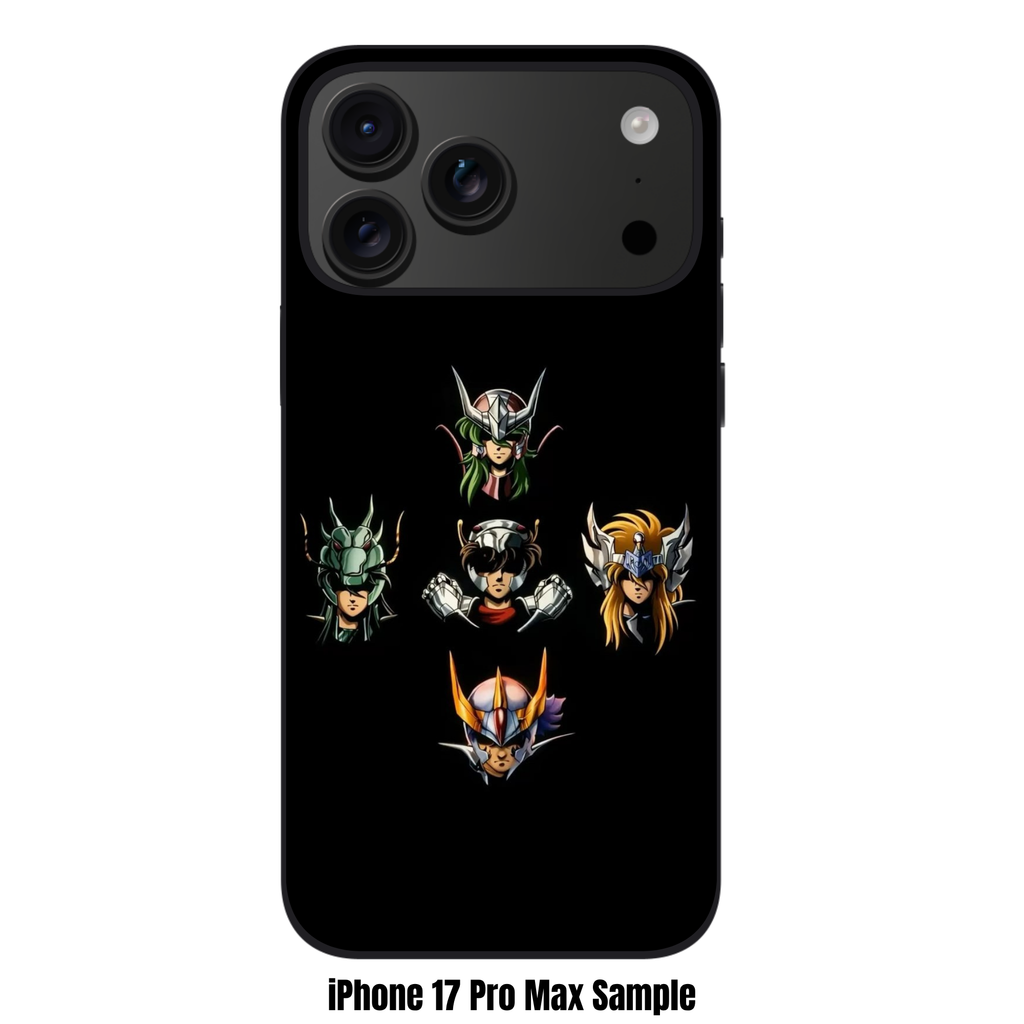Saint Seiya Knights Of The Zodiac Phone Case For iPhone Samsung Galaxy Pixel - Saint Seiya Bronze Saints Portraits On Black Background