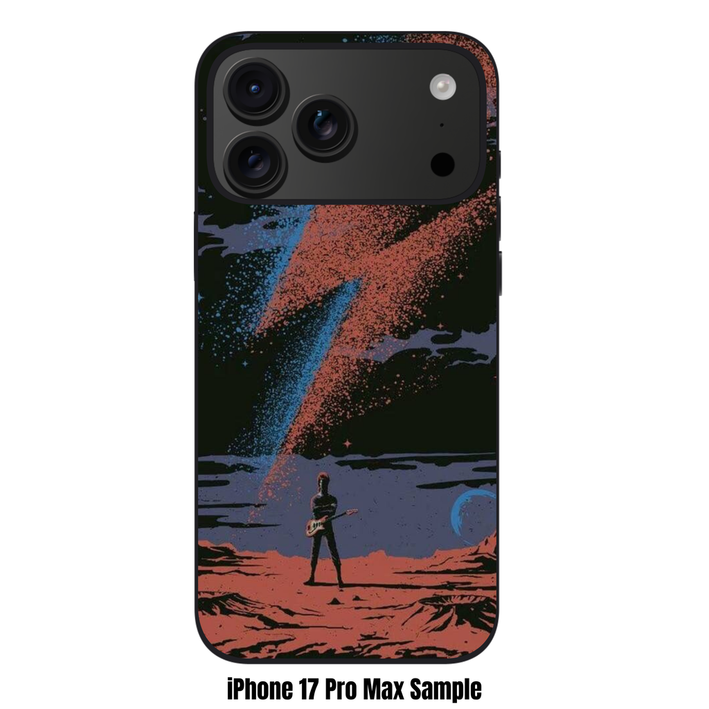 David Bowie Phone Case For iPhone Samsung Galaxy Pixel - David Bowie Starman Ziggy Stardust Illustration On Martian Landscape Background