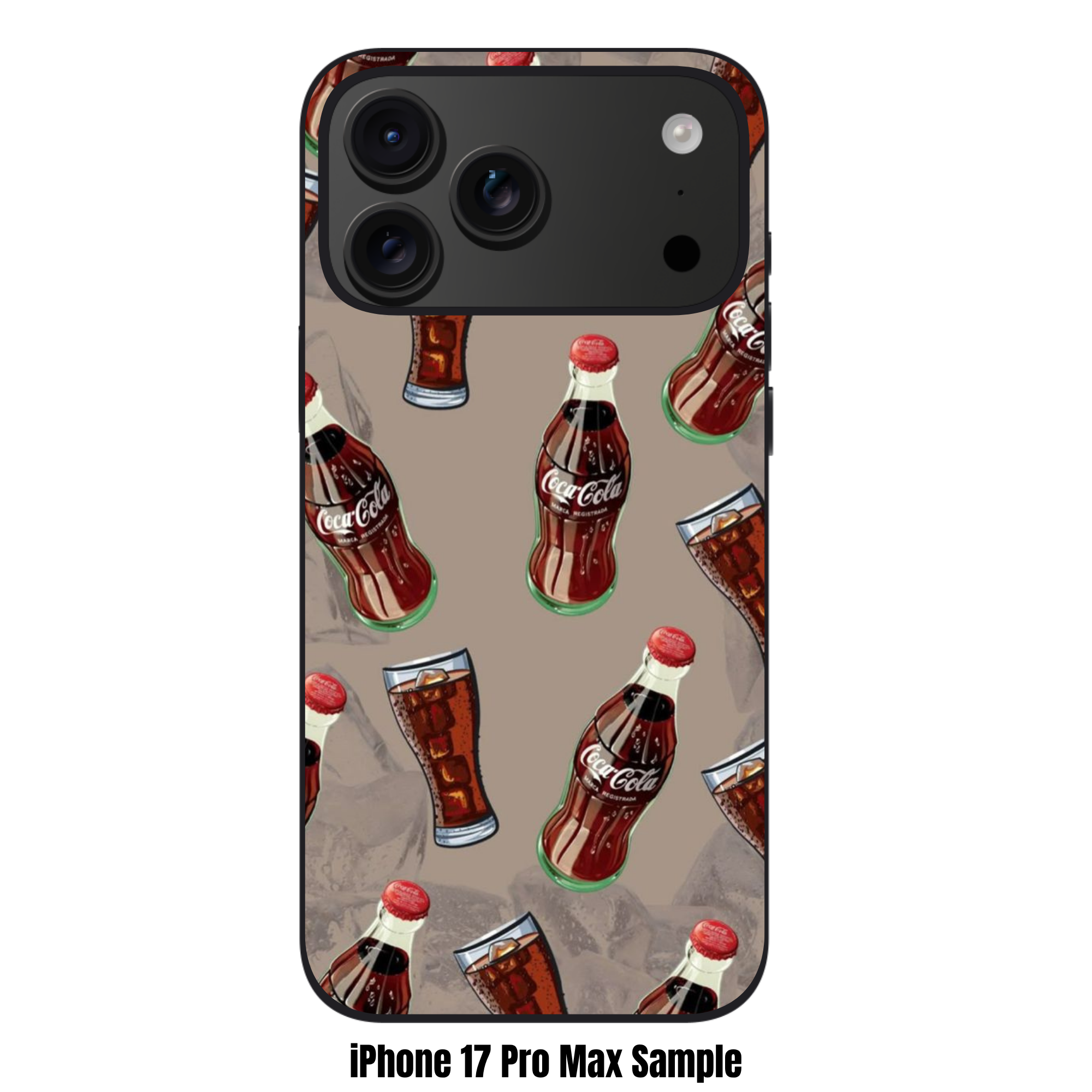 Coca Cola Phone Case For iPhone Samsung Galaxy Pixel - Vintage Coca Cola Bottles And Glasses Pattern On Khaki Background