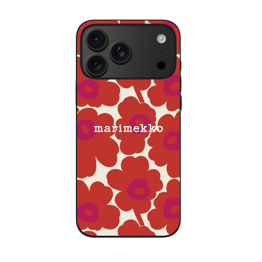 Marimekko Phone Case For iPhone Samsung Galaxy Pixel - Marimekko Unikko Red And Cream Pattern